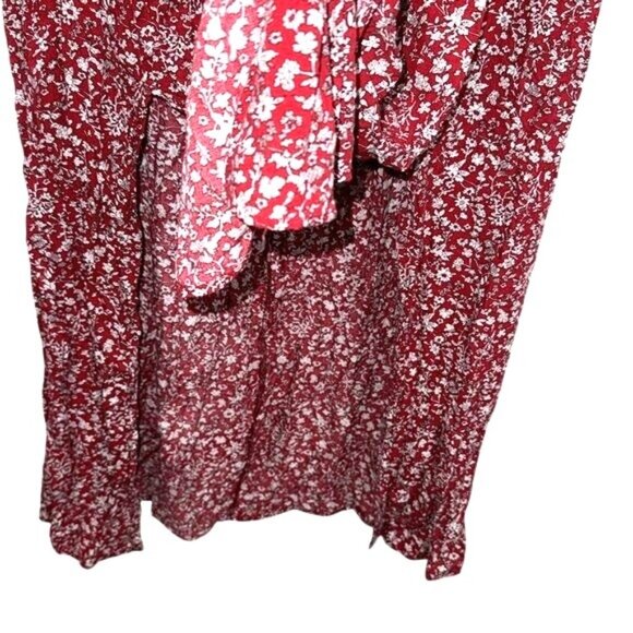 Red Floral Smocked Maxi Dress For Women 4XL 100% Rayon Lightweight & Stretchy Fa - Picture 6 of 12
